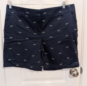 Izod Women's Bar Harbor Shorts‎ Navy with White Glasses Pattern Size 14 New
